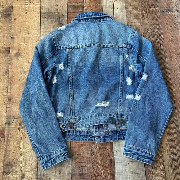 KanCan Los Angeles Distressed Denim Jacket Womens Size Medium - Picture 8 of 8